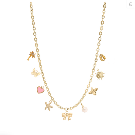 Create Your Own Flat Loop Chain Charm Necklace - Waterproof