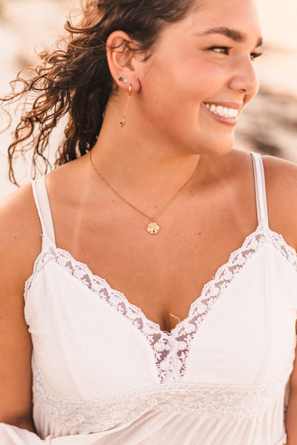 Dangle Chain Shark Tooth Huggie Hoop Earrings | Waterproof