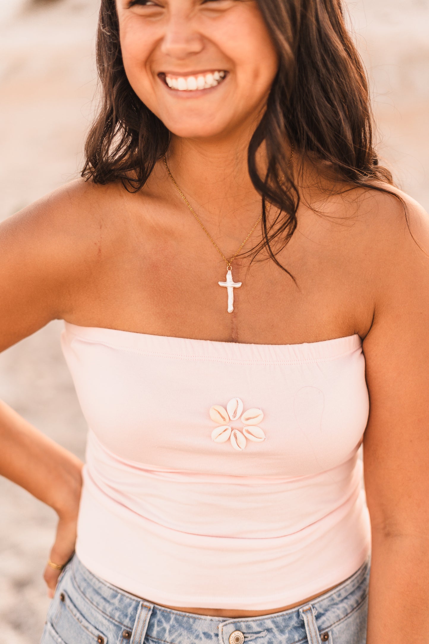 Ruthie | Waterproof Pearl Cross Necklace