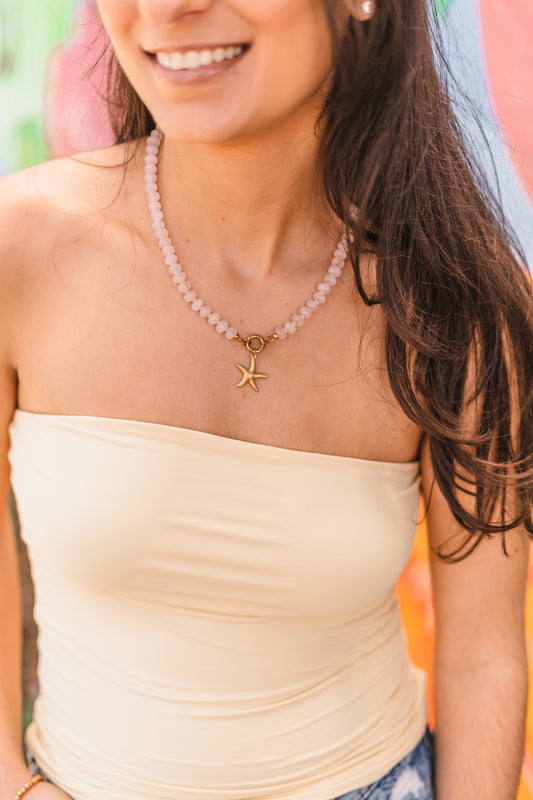 Starla | Rose Quartz Beaded Starfish Necklace - Create Your Sunshine