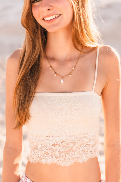Evie | Pearl Cross Charm Necklace - Create Your Sunshine