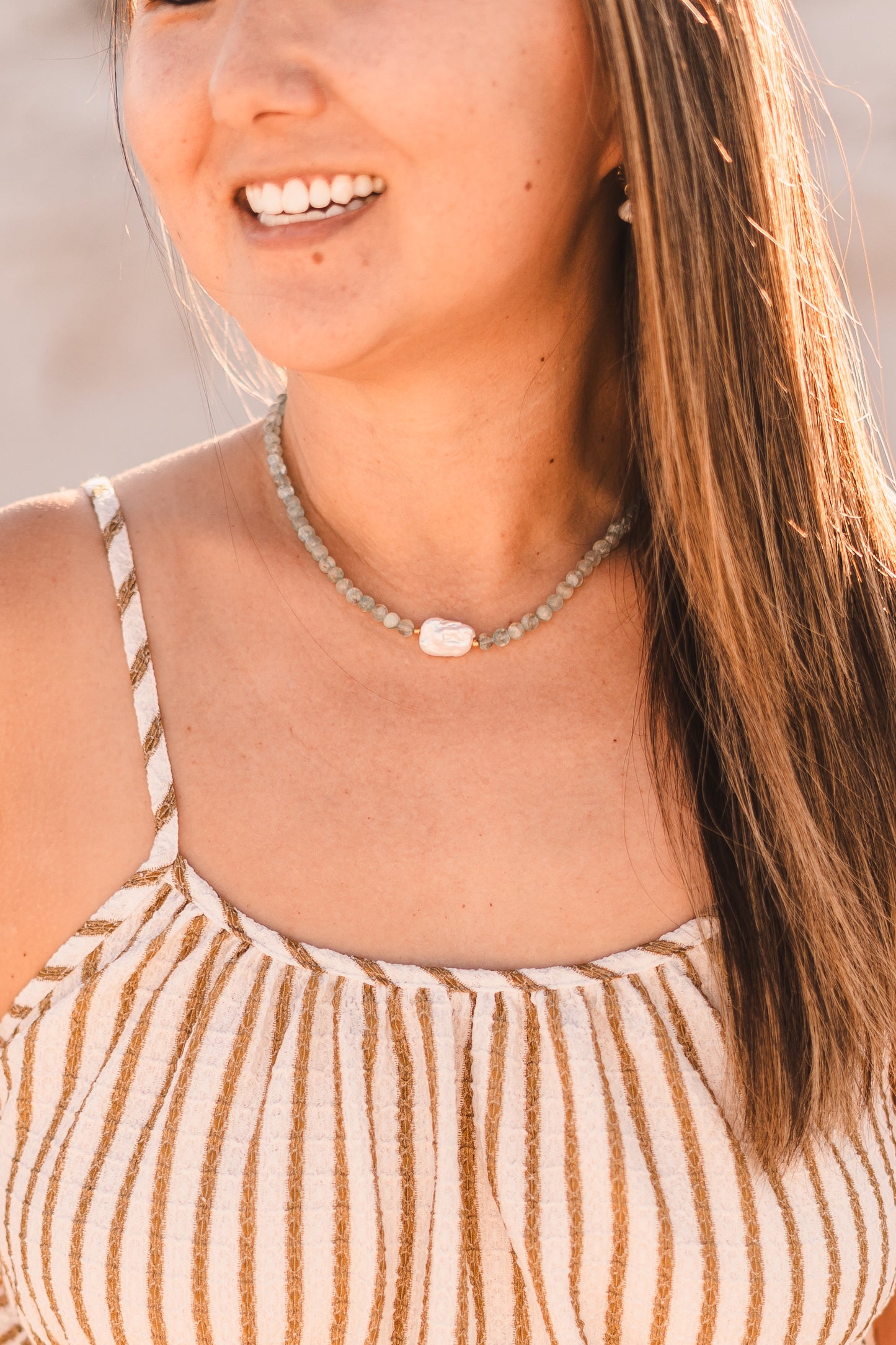 Aqua | Beaded Aquamarine Pearl Necklace - Create Your Sunshine
