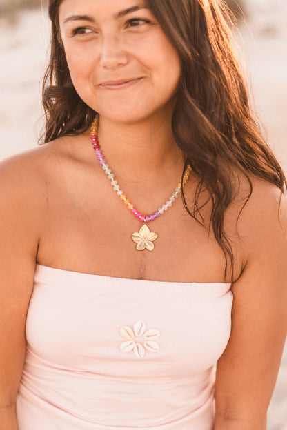 Leila | Colorful Beaded Flower Pendant Necklace - Create Your Sunshine