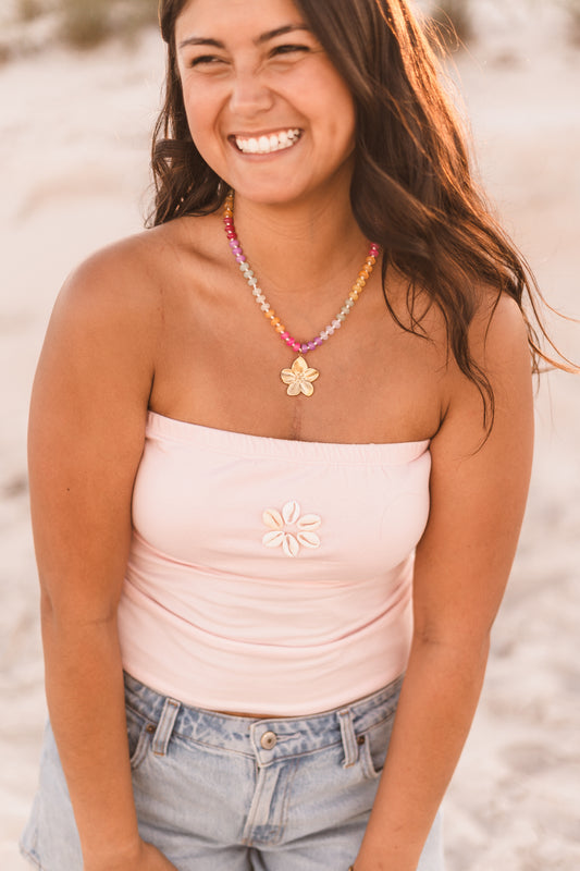 Leila | Colorful Beaded Flower Pendant Necklace - Create Your Sunshine