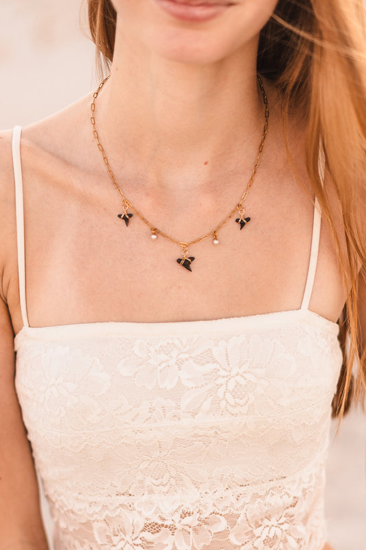 Amber | Shark Tooth Pearl Charm Necklace - Create Your Sunshine