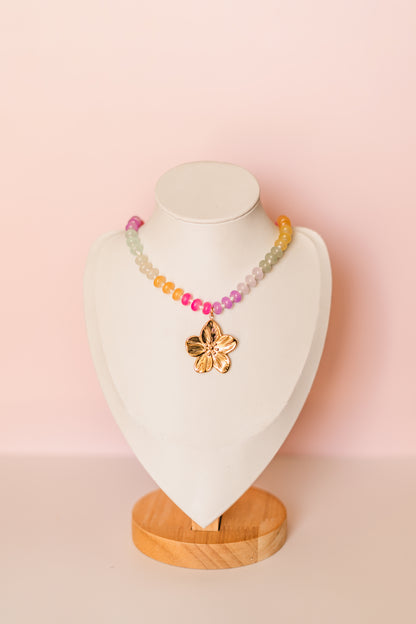 Leila | Colorful Beaded Flower Pendant Necklace - Create Your Sunshine