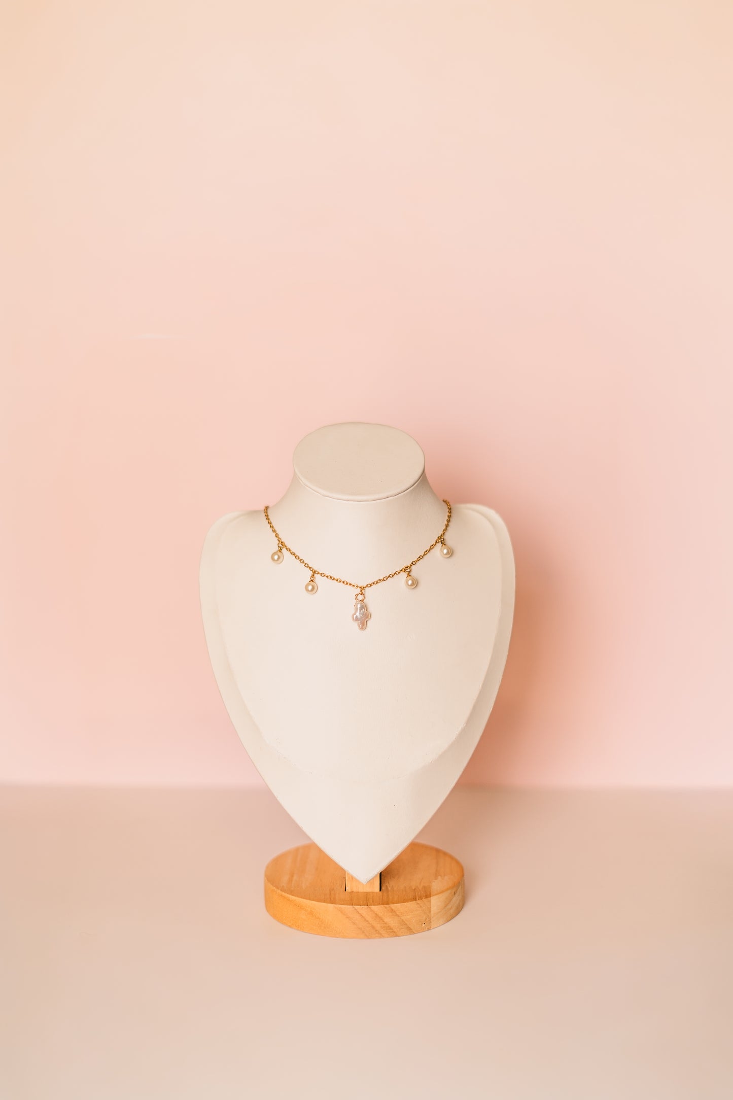 Evie | Pearl Cross Charm Necklace - Create Your Sunshine