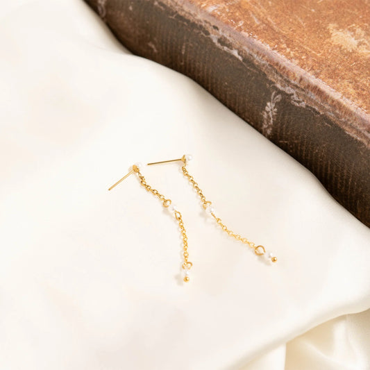 Penelope | Waterproof Pearl Dangle Earrings