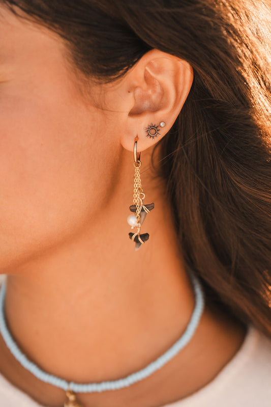 Zoe | Waterproof Shark Tooth Huggie Hoop Earrings