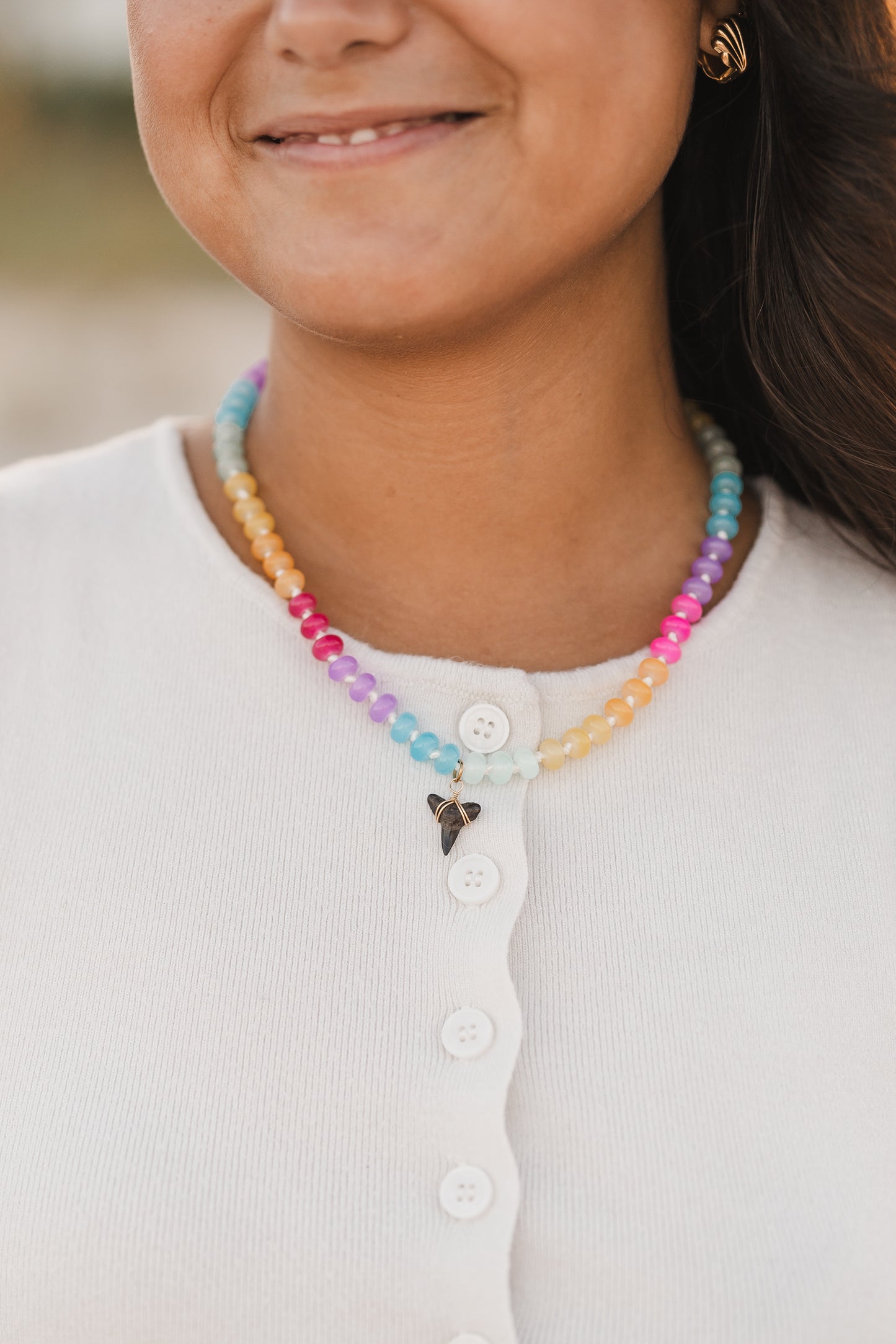 Auggie | Beaded Shark Tooth Necklace