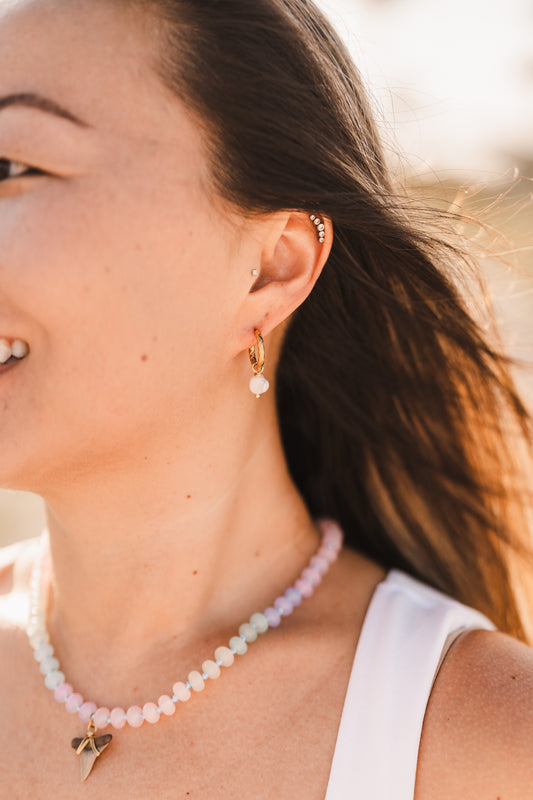 Elisa | Waterproof Pearl Textured Huggie Hoop Earrings