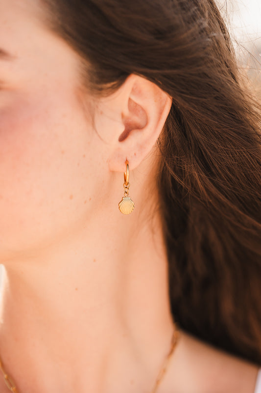 Kelly | Waterproof Shell Huggie Hoop Earrings