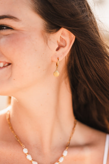 Kelly | Waterproof Shell Huggie Hoop Earrings