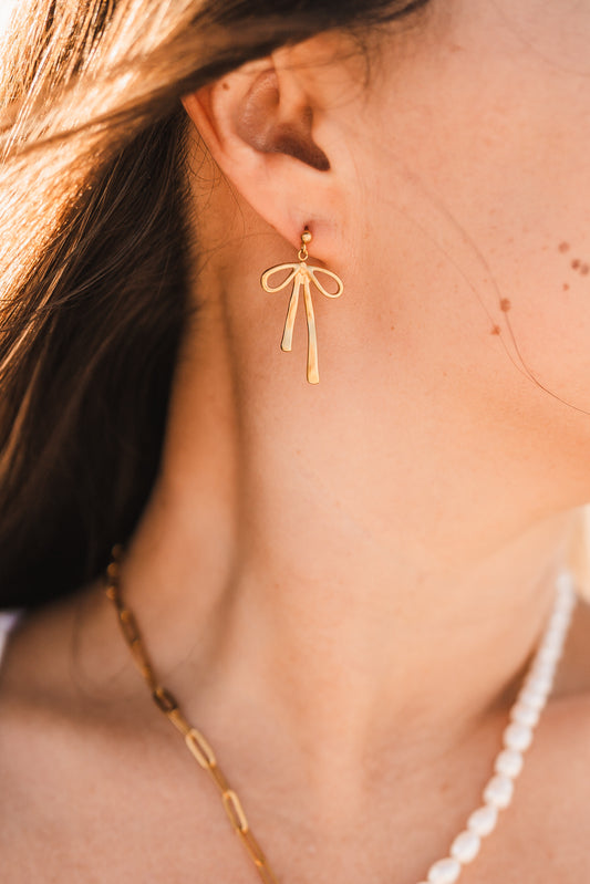 Ava | Waterproof Bow Dangle Earrings